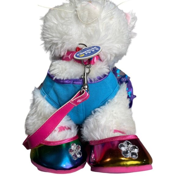 Build A Bear Pets White Cat Himalayan Persian 12” Plush Dress, Shoes & Leash - Picture 5 of 12